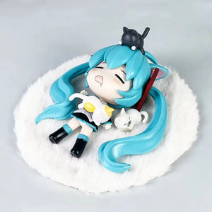 11CM Hatsune Miku Sleeping Anime Action Figurines Doll Desktop Ornament Kawaii Chassis Decor Kawaii Statue Model Trendy Toy Gift - Bear Hugs