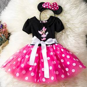 Mickey Minnie Mouse Baby Girls Cosplay Costume Kids Fancy Polka Dot Dress Princess Dress Children Birthday Party Clothing Gift - Bear Hugs