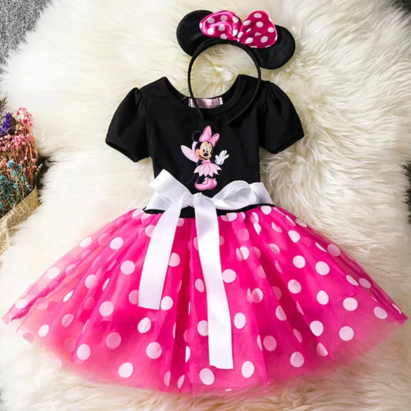 Mickey Minnie Mouse Baby Girls Cosplay Costume Kids Fancy Polka Dot Dress Princess Dress Children Birthday Party Clothing Gift - Bear Hugs