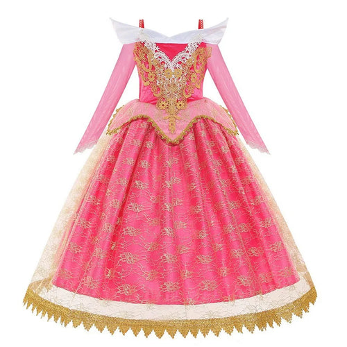 2026 Disney Sleeping Beauty Aurora Princess Dress Girl Cosplay Off Shoulder Kids Gifts Fancy Party Girl Baby Fine Lace Dress Set - Bear Hugs