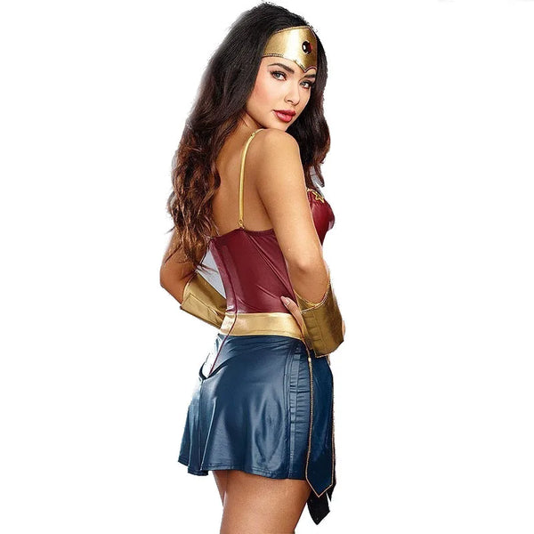 Halloween Superhero Costume Dress for Women Cosplay Costumes Stage Perfomance Costume Sexy Clothing Leather Fancy Dress - Bear Hugs