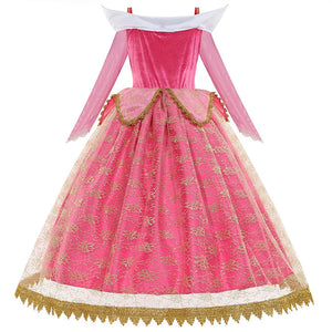 2026 Disney Sleeping Beauty Aurora Princess Dress Girl Cosplay Off Shoulder Kids Gifts Fancy Party Girl Baby Fine Lace Dress Set - Bear Hugs