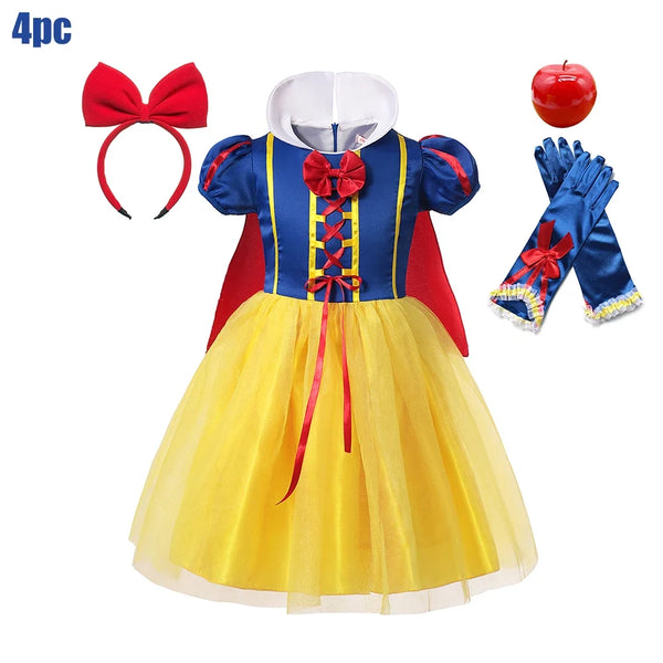 Kids Clothing 2PCS Set Dress+Cloak Snow White Princess Costume Halloween Carnival Cosplay Party Girls Dresses Birthday Party - Bear Hugs