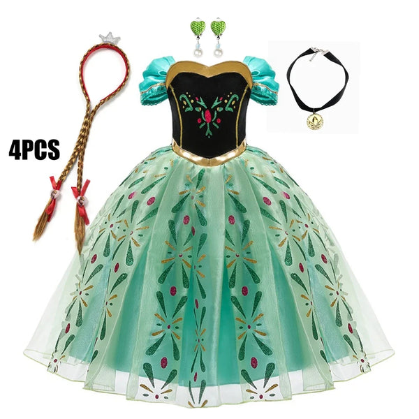 Full Printing Kids Cosplay Anna Princess Costume Fancy Birthday Carnival Party Prom Dress Toddler Role Play Clothing Outfits - Bear Hugs