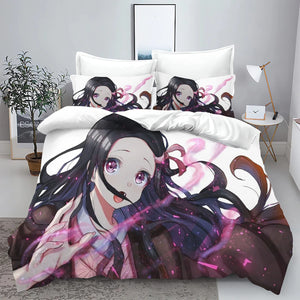 Demon Slayer: Kimetsu no Yaiba kamado Nezuko Anime 100% Polyester Bedding Set Duvet Cover Set Printed Cartoon Home Decor - Bear Hugs