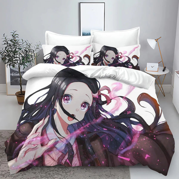 Demon Slayer: Kimetsu no Yaiba kamado Nezuko Anime 100% Polyester Bedding Set Duvet Cover Set Printed Cartoon Home Decor - Bear Hugs