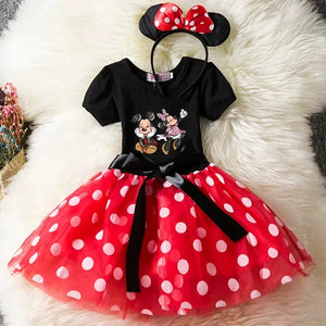 Mickey Minnie Mouse Baby Girls Cosplay Costume Kids Fancy Polka Dot Dress Princess Dress Children Birthday Party Clothing Gift - Bear Hugs