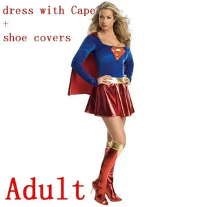Superwoman Dress Cosplay Costumes Super Girls Dress Shoe Covers Suit Superhero Woman Super Hero Kids Halloween Costume - Bear Hugs