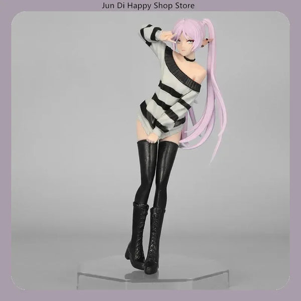 18.5cm Anime Collectible Figure - Frieren Beyond Journey'S End Casual Striped Outfit Victory Pose Pvc Model Statue Desktop Gift - Bear Hugs