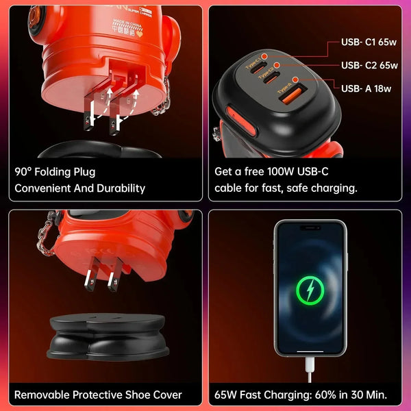 Divoom Dipow 65W GaN Charger - Bear Hugs