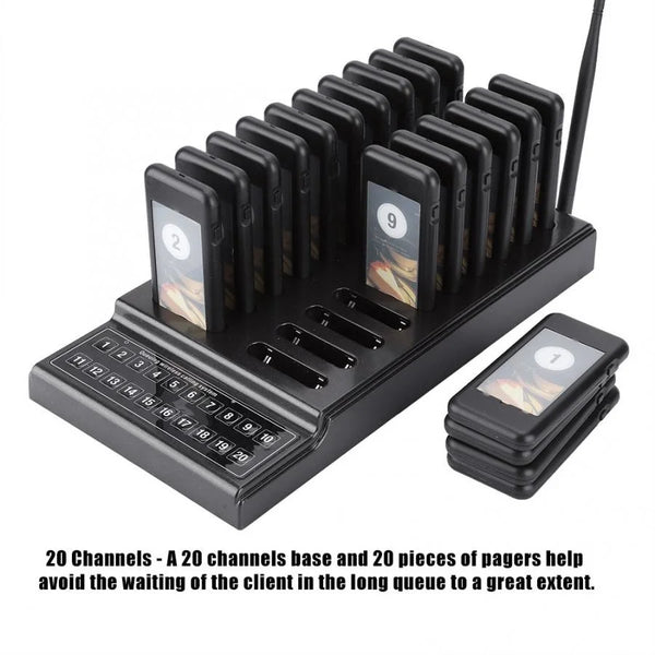 SU-68G Calling System Wireless Paging Queue System 20 Channels Restaurant Pager Waiter for Restaurant Coffee Shop Queuing System - Bear Hugs