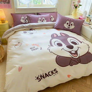 DZNY Bedding Set Cartoon Anime Children Bedroom Quilt Cover Boy Girl Bedclothes Single Double King Mickeys Duvet Cover Gift - Bear Hugs