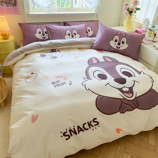 DZNY Bedding Set Cartoon Anime Children Bedroom Quilt Cover Boy Girl Bedclothes Single Double King Mickeys Duvet Cover Gift - Bear Hugs