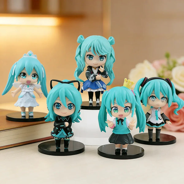 6pcs/set Anime new miku figure mini character ornaments kawai hatsune table decoration for home adult toy child gift - Bear Hugs