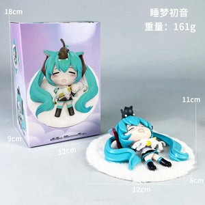 11CM Hatsune Miku Sleeping Anime Action Figurines Doll Desktop Ornament Kawaii Chassis Decor Kawaii Statue Model Trendy Toy Gift - Bear Hugs