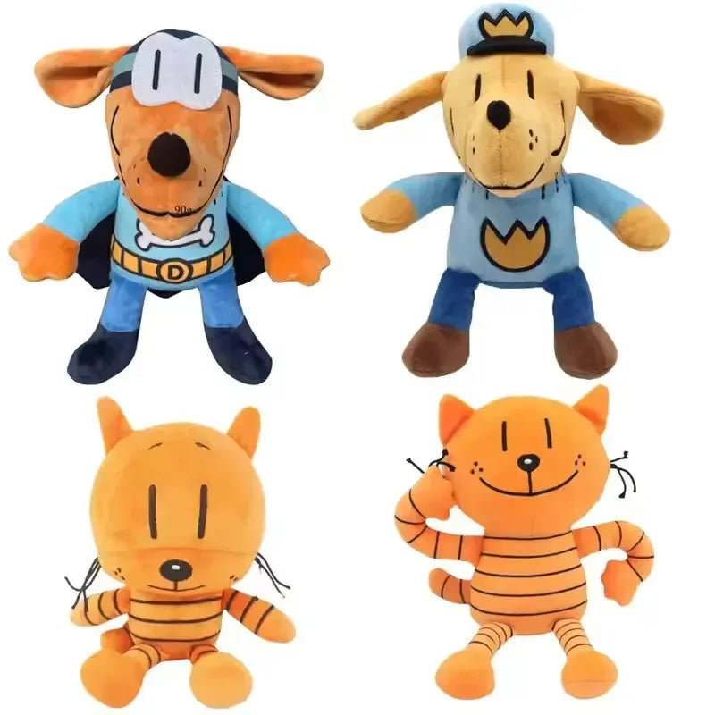 Dog Man & Petey Cat Plush Duo