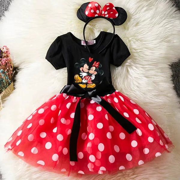 Mickey Minnie Mouse Baby Girls Cosplay Costume Kids Fancy Polka Dot Dress Princess Dress Children Birthday Party Clothing Gift - Bear Hugs