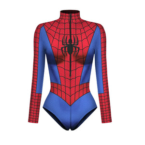 Superhero Spiderman Bodysuit for Women Captain America Cosplay 3D Print Long Sleeve Swimsuit Adult Halloween Carnival Costumes - Bear Hugs