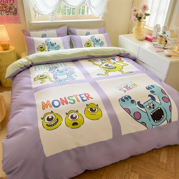 DZNY Bedding Set Cartoon Anime Children Bedroom Quilt Cover Boy Girl Bedclothes Single Double King Mickeys Duvet Cover Gift - Bear Hugs