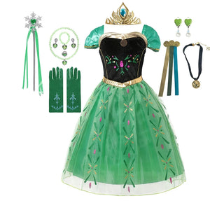 Full Printing Kids Cosplay Anna Princess Costume Fancy Birthday Carnival Party Prom Dress Toddler Role Play Clothing Outfits - Bear Hugs
