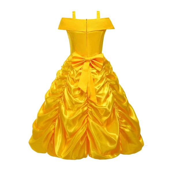 Off Shoulder Yellow Princess Dress for Kids Girl Belle Role Playing Clothing Fancy Carnival Party Birthday Ball Gowns Halloween - Bear Hugs