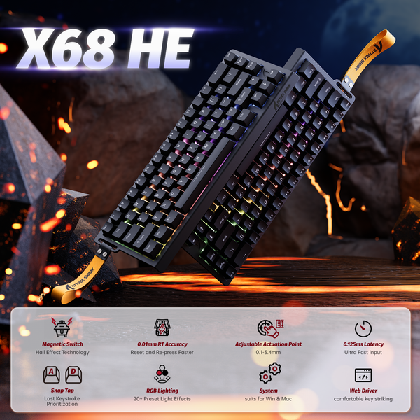 ATTACK SHARK X68 HE Rapid Trigger Keyboard Magnetic Switch - Bear Hugs