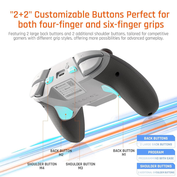 BIGBIG WON BLITZ2 Wireless Controller 16 Mechanical Microswitches 2000Hz Sampling Rate TMR Electromagnetic Joysticks PC Controller for PC/Switch/iOS/Android - Bear Hugs