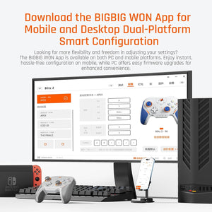 BIGBIG WON BLITZ2 Wireless Controller 16 Mechanical Microswitches 2000Hz Sampling Rate TMR Electromagnetic Joysticks PC Controller for PC/Switch/iOS/Android - Bear Hugs