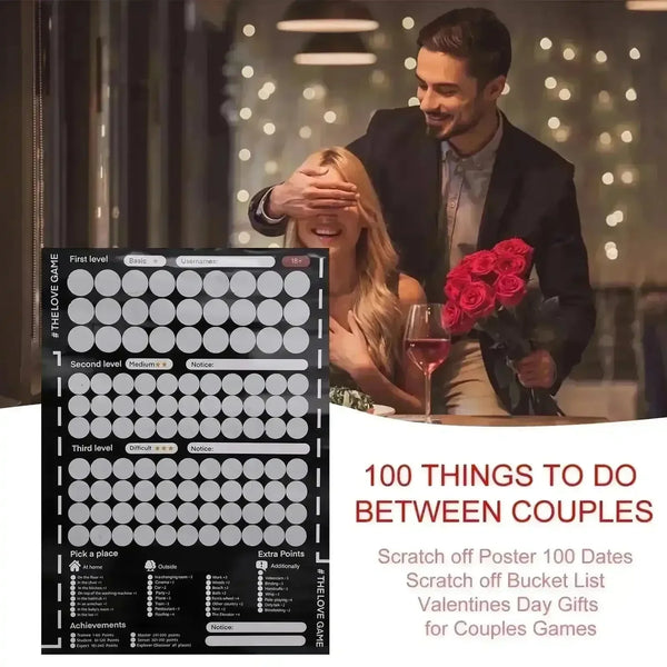 100 Things To Do Between Couples Poster Game - Bear Hugs