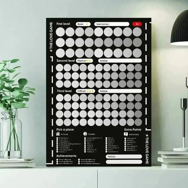 100 Things To Do Between Couples Poster Game - Bear Hugs
