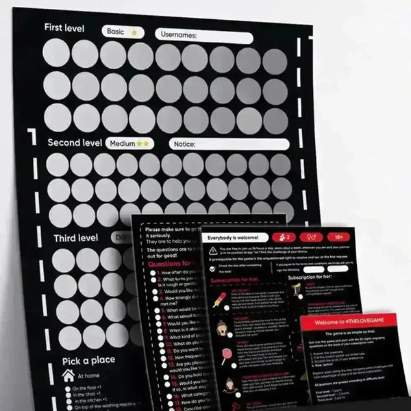 100 Things To Do Between Couples Poster Game - Bear Hugs