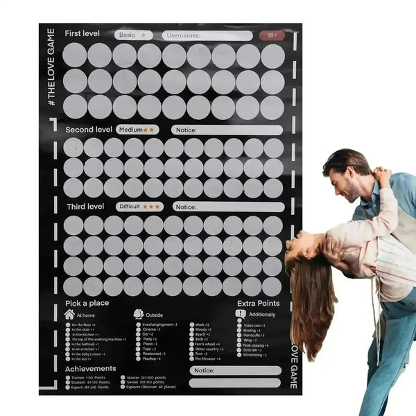 100 Things To Do Between Couples Poster Game - Bear Hugs