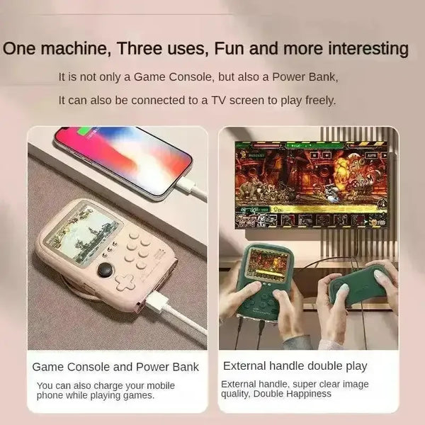 2 in 1 Retro Handheld Game Console & Power Bank - Bear Hugs