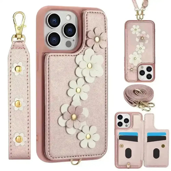 3 in 1 Crossbody Floral Phone Case (For iPhones) - Bear Hugs