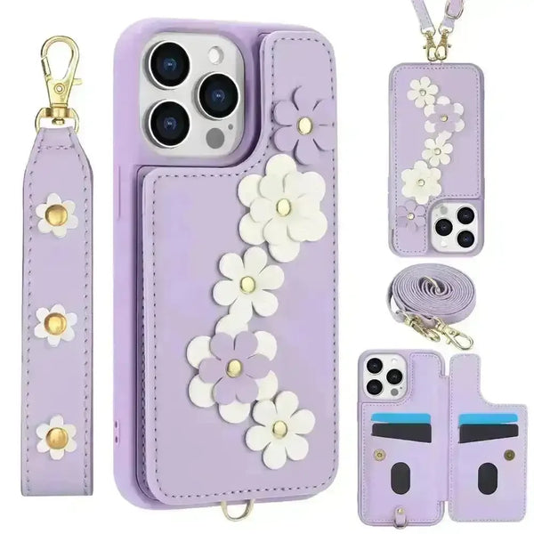 3 in 1 Crossbody Floral Phone Case (For iPhones) - Bear Hugs