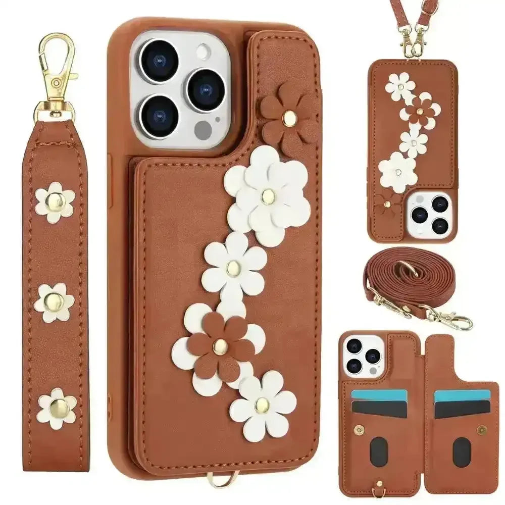 3 in 1 Crossbody Floral Phone Case (For iPhones) - Bear Hugs