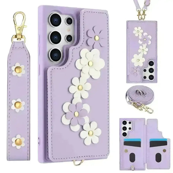 3 in 1 Crossbody Floral Phone Case (For Samsung) - Bear Hugs