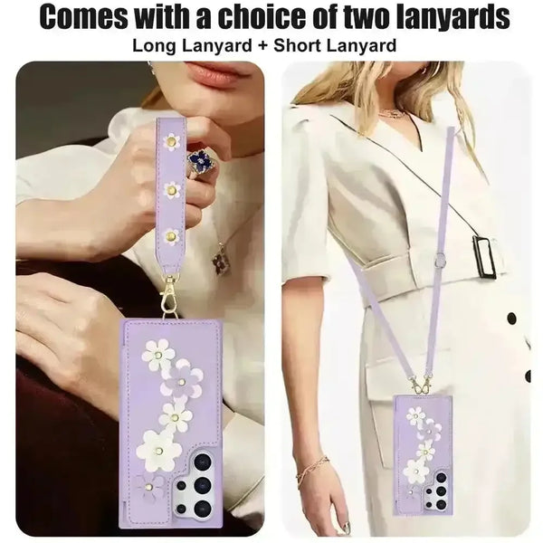 3 in 1 Crossbody Floral Phone Case (For Samsung) - Bear Hugs