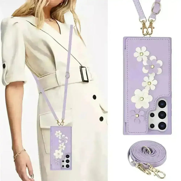 3 in 1 Crossbody Floral Phone Case (For Samsung) - Bear Hugs