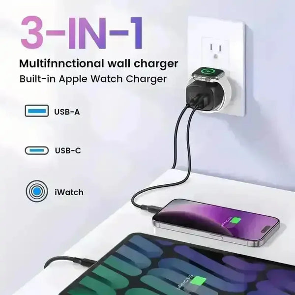 3-in-1 Fast PD Charger Block - Bear Hugs