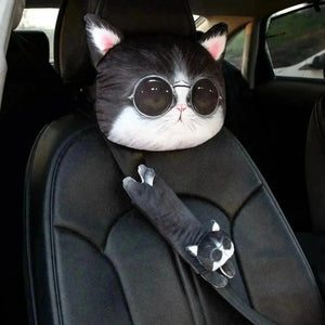 3D Cat & Dog Headrest Cushions with Seatbelt Covers - Bear Hugs