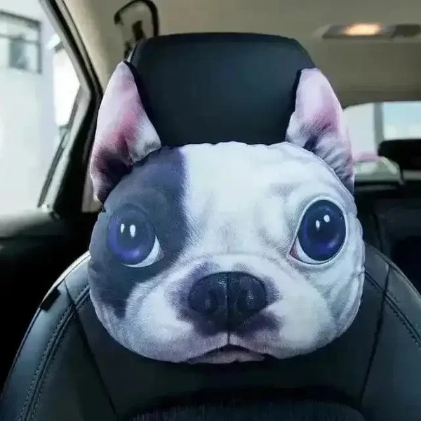 3D Cat & Dog Headrest Cushions with Seatbelt Covers - Bear Hugs