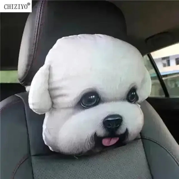 3D Cat & Dog Headrest Cushions with Seatbelt Covers - Bear Hugs