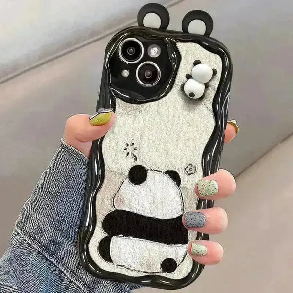 3D Cute Couple Panda Phone Case (For Samsung) - Bear Hugs