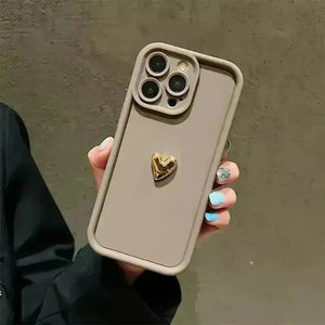 3D Gold Heart Silicone Soft Case (For iPhones) - Bear Hugs
