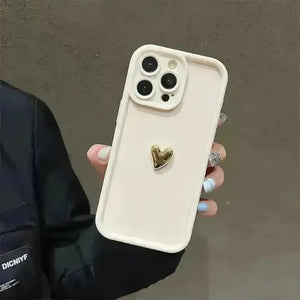 3D Gold Heart Silicone Soft Case (For iPhones) - Bear Hugs