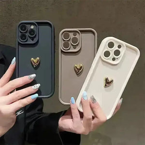 3D Gold Heart Silicone Soft Case (For iPhones) - Bear Hugs