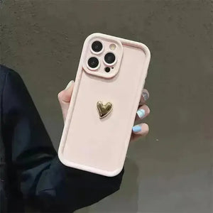 3D Gold Heart Silicone Soft Case (For iPhones) - Bear Hugs
