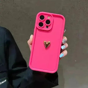 3D Gold Heart Silicone Soft Case (For iPhones) - Bear Hugs