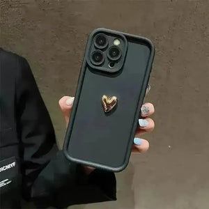 3D Gold Heart Silicone Soft Case (For iPhones) - Bear Hugs